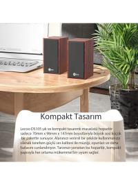 LENOVO LECOO DS105 1+1 Siyah 5w RMS Hoparlör Ahşap Speaker
